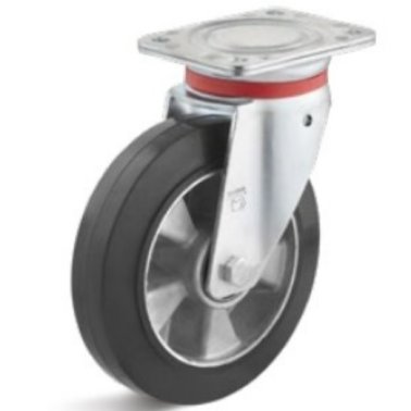 Roata cauciuc elastic, carcasa pivotanta HEAVY DUTY, WLL=180 kg, D=100 mm