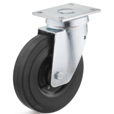 Roata cauciuc elastic, carcasa pivotanta HEAVY DUTY, portanta WLL=450 kg, D=200 mm