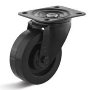 Roata cauciuc elastic, seria black, carcasa pivotanta, WLL=150 kg, D=80 mm