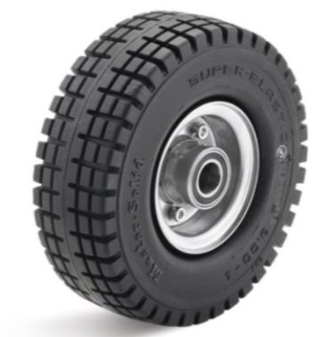 Roata cauciuc superelastic negru, janta otel zincat, WLL=260 kg, D=250 mm