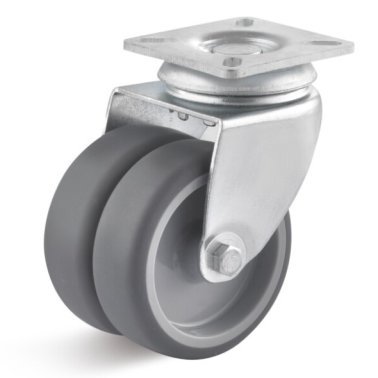 Roata dubla termoplast lagar alunecare, carcasa pivotanta, WLL=80 kg, D=50 mm