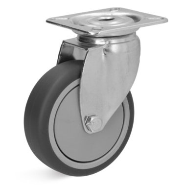 Roata cauciuc termoplastic, rulment cu bila, carcasa pivotanta, WLL=100 kg, D=150 mm