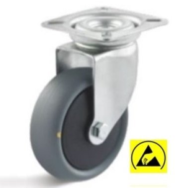 Roata ESD termoplast, carcasa pivotanta, WLL=50 kg, D=75 mm