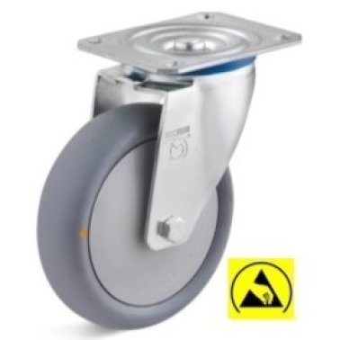 Roata ESD termoplast, carcasa pivotanta, WLL=220 kg, D=200 mm