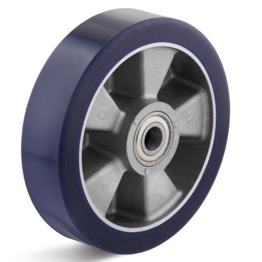Roata poliuretan elastic, rulment cu bila, WLL=300 kg, D=125 mm