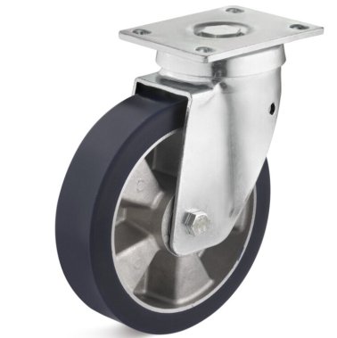 Roata poliuretan elastic, carcasa pivotanta HEAVY DUTY, WLL=700 kg, D=200 mm