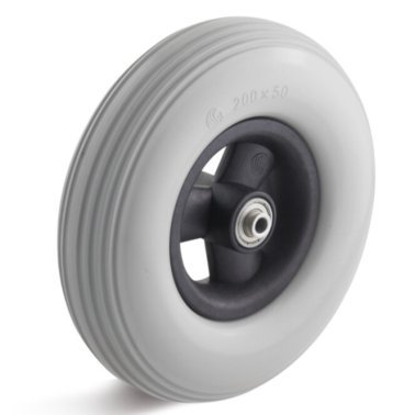 Roata poliuretan elastic expandat, janta polimer, rulment bila si role, WLL=60 kg, D=100 mm