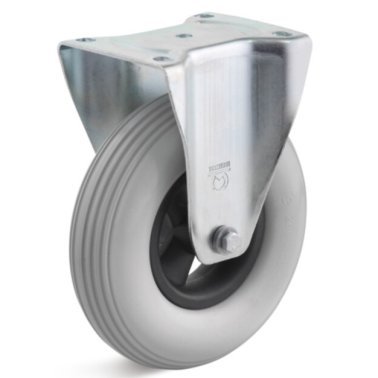 Roata poliuretan elastic expandat, janta polimer, rulment cu bila si role, carcasa fixa, WLL=60 kg, D=100 mm