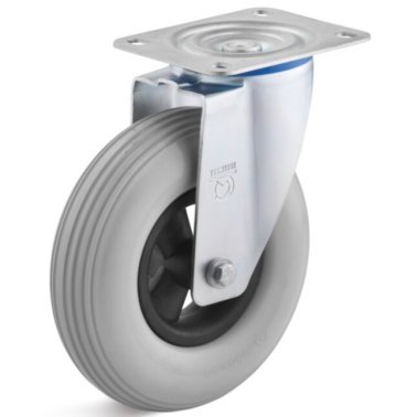 Roata poliuretan expandat, janta polimer, rulment cu bila si role, carcasa pivotanta, WLL=75 kg, D=150 mm