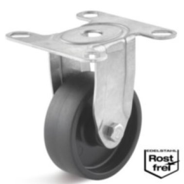 Roata poliamida cu lagar alunecare, carcasa fixa INOX, WLL=40 kg, D=50 mm