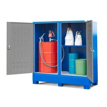 Dulap SteelSafe D2 depozitare 1 butoi de 200 litri si recipiente mici