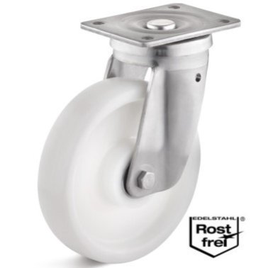 Roata poliamida, rulment si carcasa pivotanta INOX, WLL=1000 kg, D=200 mm