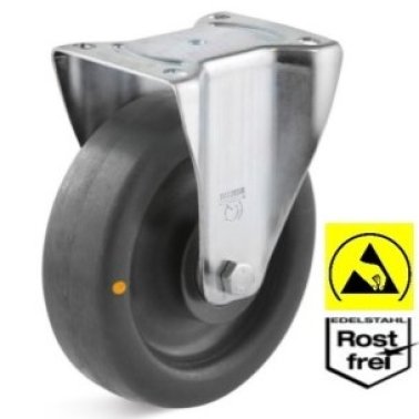 Roata ESD poliamida, rulment si carcasa fixa INOX, WLL=300 kg, D=200 mm