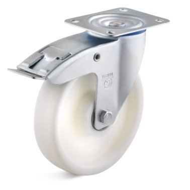 Roata polipropilena, rulmenti, carcasa pivotanta cu frana, WLL=350 kg, D=250 mm