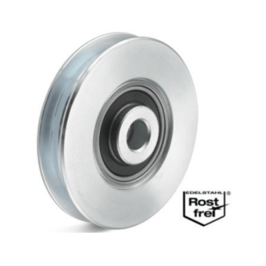 Roata pentru cablu din INOX, rulment cu bila, WLL=220 kg, D=98 mm