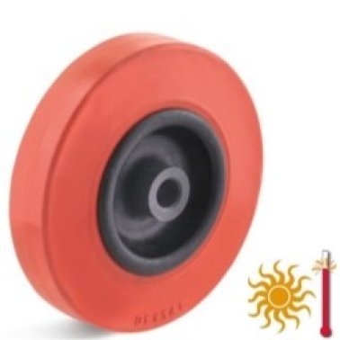 Roata cauciuc termorezistent, rulment de alunecare, WLL=60 kg, D=80 mm