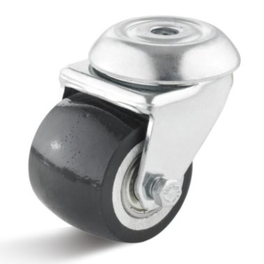 Roata showbiz din poliuretan, carcasa pivotanta cu alezaj, WLL=100 kg, D=50 mm