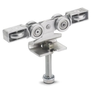 Carucior transport cu tija filetata si ghidaj sina C otel zincat H50