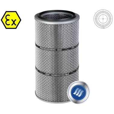 Cartus filtrant pentru praf ATEX viledon LP Complete AX montare DIN gaura centrala debit 790 m³/h
