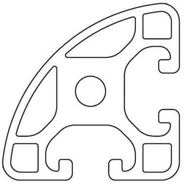 Profil aluminiu compatibil ITEM 40LR90 Sistem 40 LIGHT Canal 8, Profil rotund segment 90°