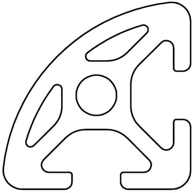 Profil aluminiu compatibil ITEM 20R90 Sistem 20 canal 5, Profil rotund segment 90°