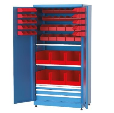 Dulap metalic cu 3 sertare, 3 rafturi si 60 cutii depozitare, 1010x615x2000mm