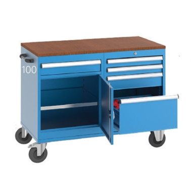 Banc de lucru mobil cu 5 sertare si 1 raft depozitare 12 scule CNC