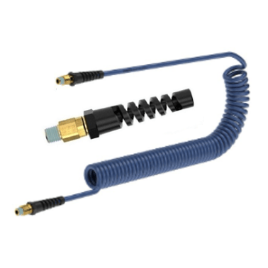 Furtun spiralat MODY cu racorduri rotative DVK, albastru, 6mm