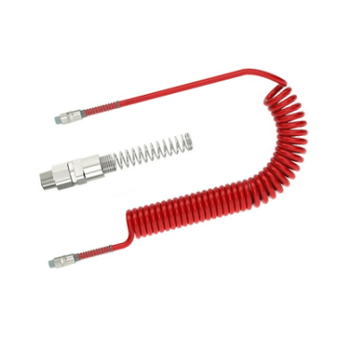 Furtun spiralat MODY cu racorduri rotative DVS, rosu, 16 mm