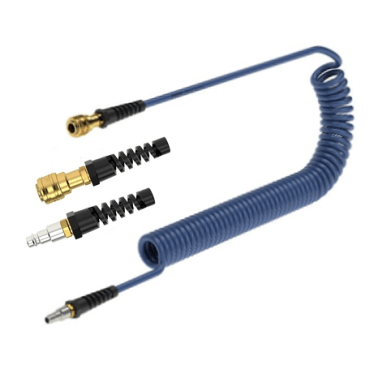 Furtun spiralat MODY cu racord rapid rotativ si niplu DN 7.2, albastru, 10 mm