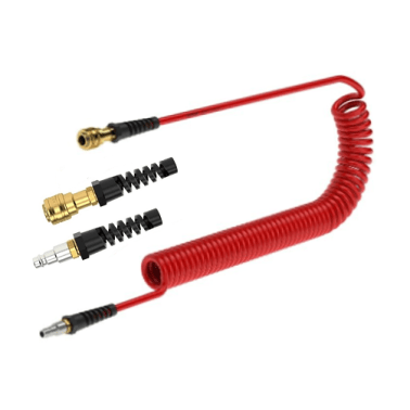 Furtun spiralat MODY cu racord rapid rotativ si niplu DN 7.2, rosu, 12 mm