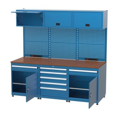 Mobilier cu banc de lucru integrat cu 5 dulapuri si 7 sertare 2200x750x2050mm
