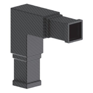 Racord fibra carbon cot 90° teava patrata 25x25 mm