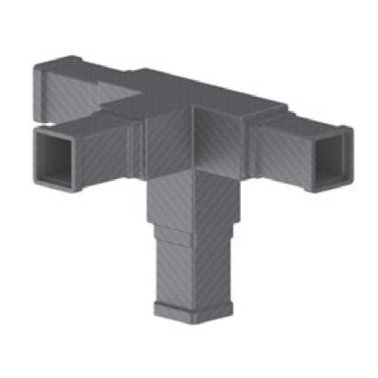 Racord fibra carbon 4 cai teava patrata 25x25 mm