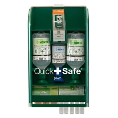 Cutie de baza QuickSafe de prim ajutor cu solutie de spalare a ochilor si plasturi