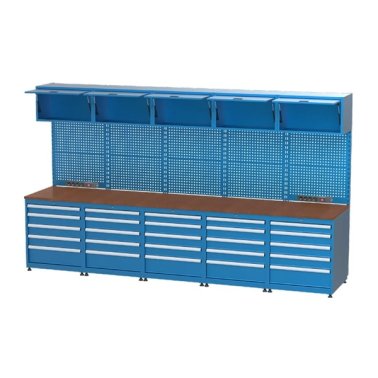 Mobilier cu banc de lucru integrat cu 5 dulapuri si 25 sertare 3550x750x2050mm