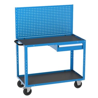 Banc de lucru mobil cu 1 raft, 1 sertar si panou perforat 1120x570x900 mm