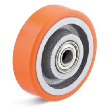 Roata poliuretan rigid, rulment cu bila, orange, WLL=350 kg, D=100 mm