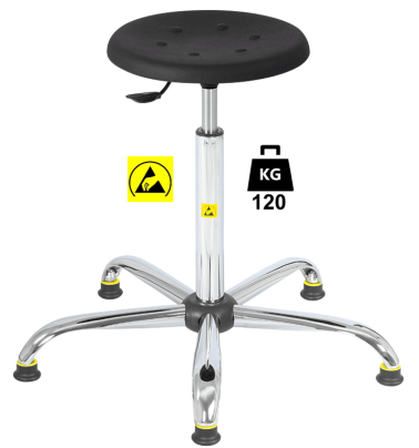 Taburet ESD seria STOOL Standard poliuretan WLL=120kg H=560-810mm