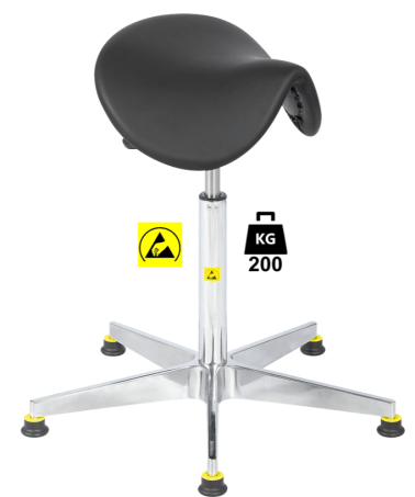Taburet ESD seria SADDLE Heavy Duty poliuretan WLL=200kg H=565-810mm