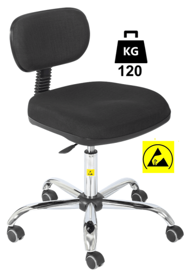 Scaun ESD seria ECONOMIC textil Standard WLL=120kg H=480-610mm albastru premium, cu roti din cauciuc cu frana la asezare