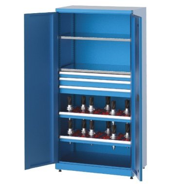 Dulap metalic cu 3 sertare si 4 rafturi pentru 48 scule CNC, 1010x615x2000mm