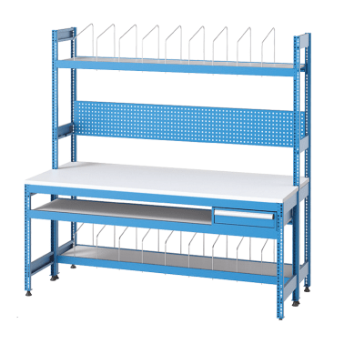 Banc de lucru impachetare cu 1 sertar, 3 rafturi si placa scule 2100x900x2000mm
