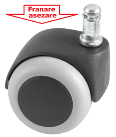 Roata cu frana la asezare cu bandaj de rulare din cauciuc