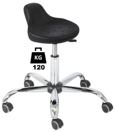 Taburet industrial HOKER Standard poliuretan WLL=120kg H=430-555mm, cu roti din cauciuc cu frana la ridicare