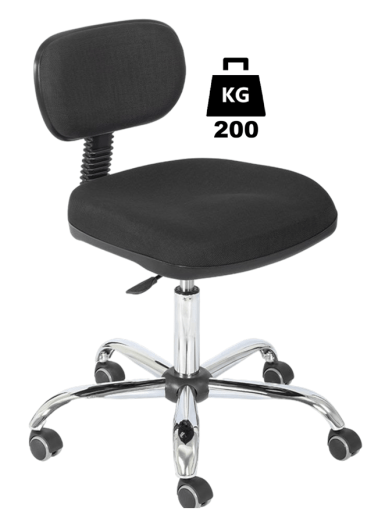 Scaun uz industrial cu husa textila ECONOMIC Heavy Duty WLL=200kg negru industrial cu roti din cauciuc cu frana la asezare