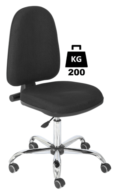 Scaun uz industrial cu husa textila BASIC Heavy Duty WLL=200kg H=480-610mm negru industrial cu roti din metal si suport