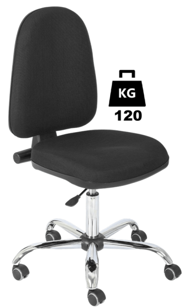 Scaun uz industrial cu husa textila BASIC Standard WLL=120kg H=480-610mm negru industrial cu roti din cauciuc cu frana la ridicare si suport