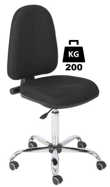 Scaun uz industrial cu husa textila BASIC Heavy Duty WLL=200kg H=560-750mm negru industrial cu roti din metal si suport