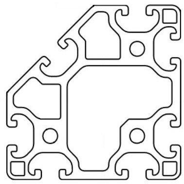 Profil aluminiu compatibil ITEM 80x80 Sistem 40 LIGHT, Canal 8, tesit 45°